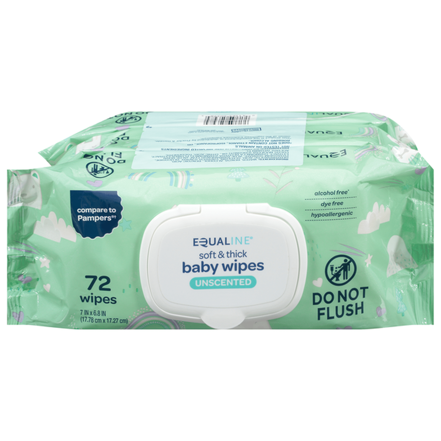 EQUALINE BABY WIPES UNSCENTED 72P