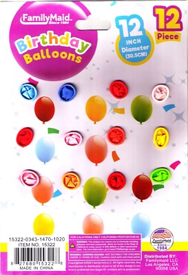 FAMILY MAID BIRTHDAY BALLOONS 12P