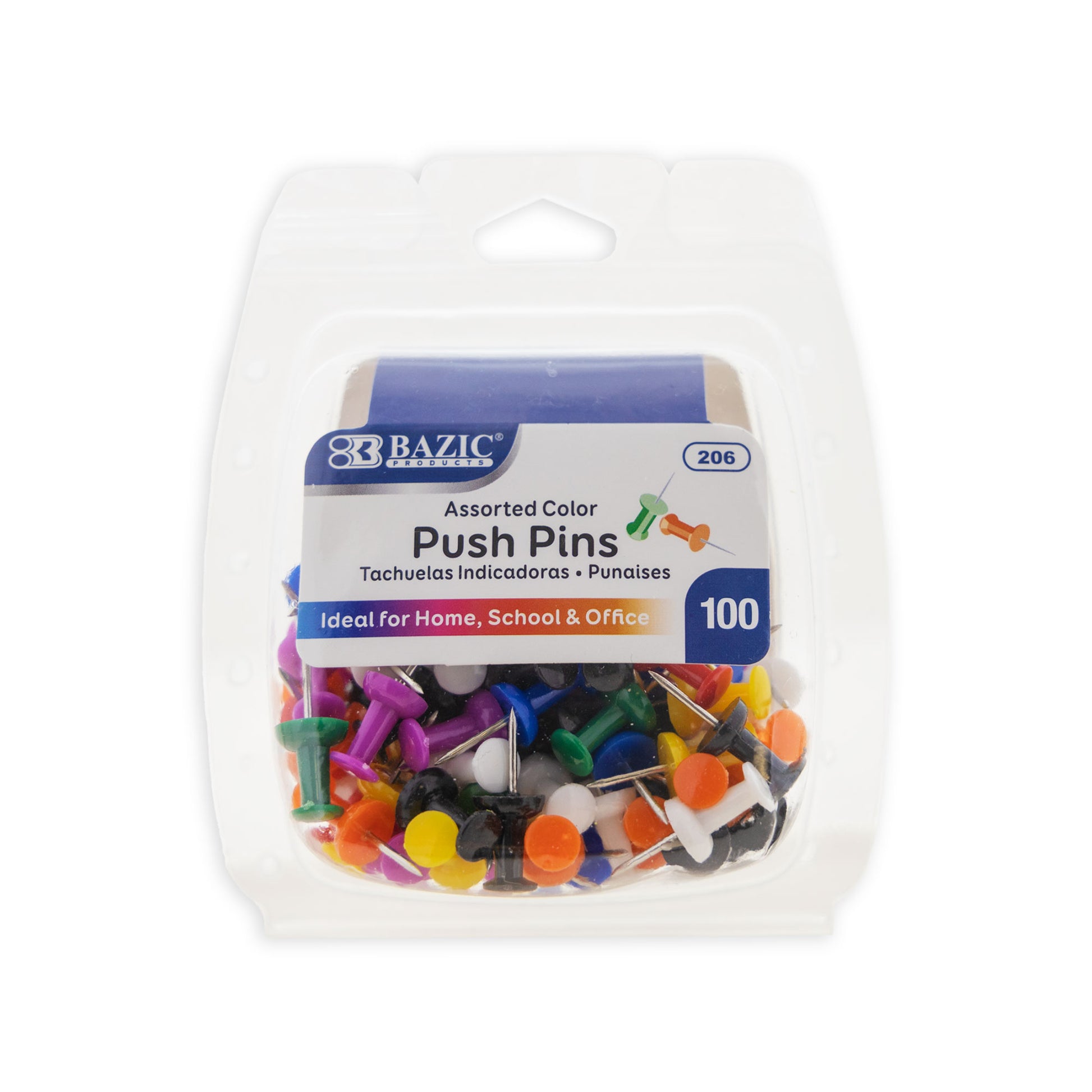 BAZIC ASSORT COLOR PUSH PINS