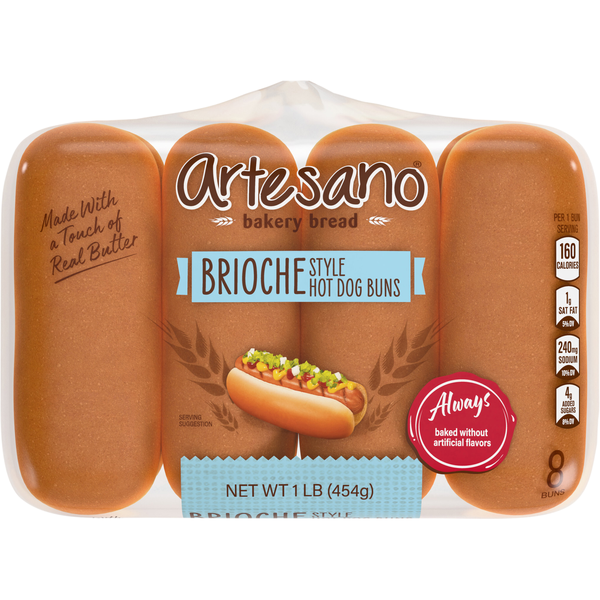 ARTESANO BRIOCHE HOT DOG BUNS 8C