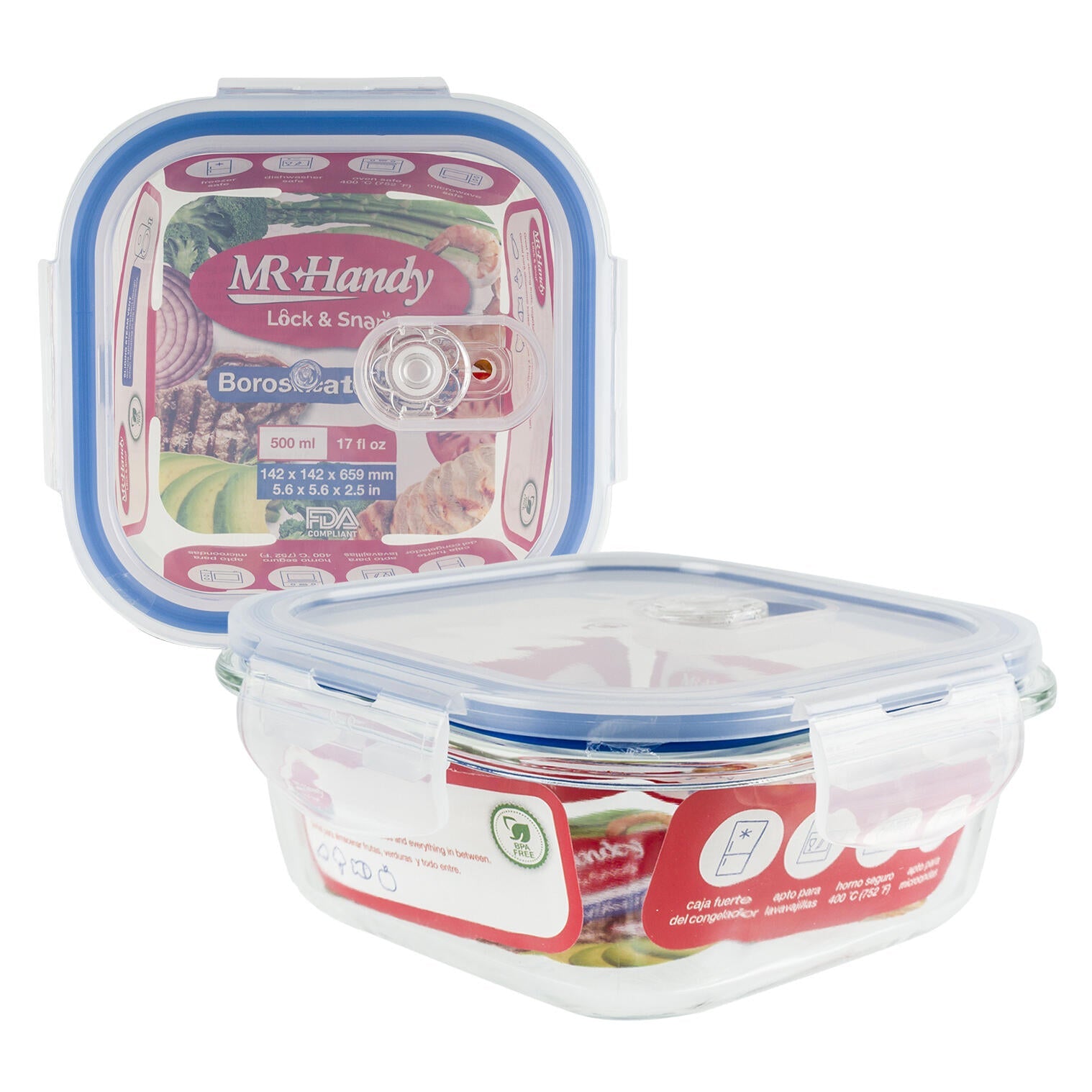 MR HANDY SQUARE CLEAR GLASS 1.5 L