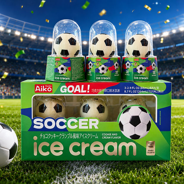 AIKA SOCCER ICE CREAM COOKIES & CREAM 3 PC