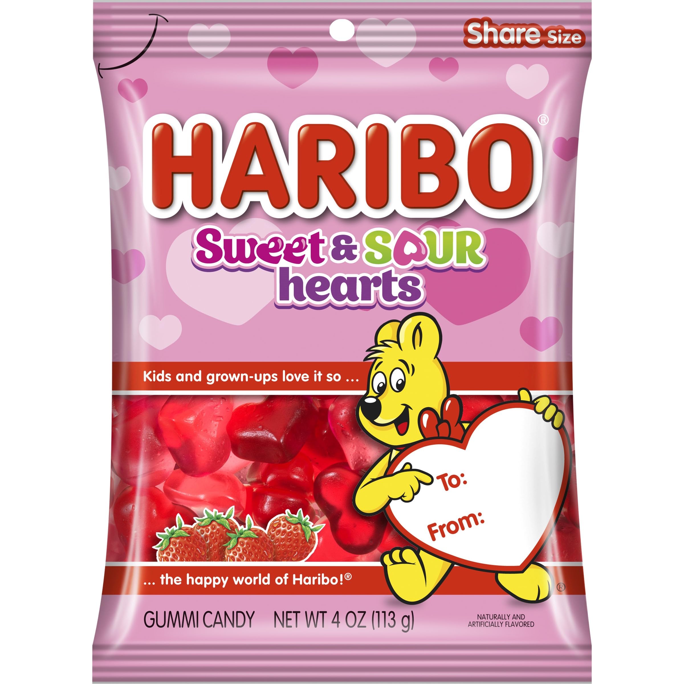 GUMMY BEAR VALENTINE HEARTH SOUR GUMMIES 5 OZ