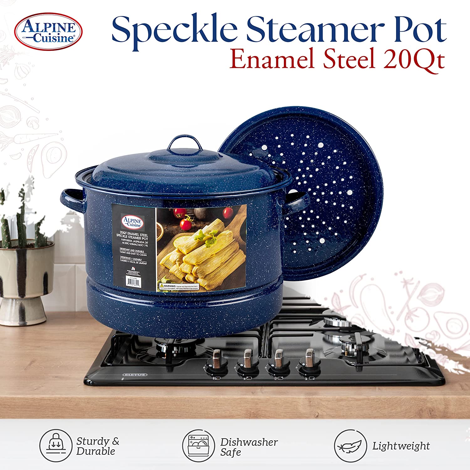KITCHEN TRADITIONAL ENAMEL STEAM POT