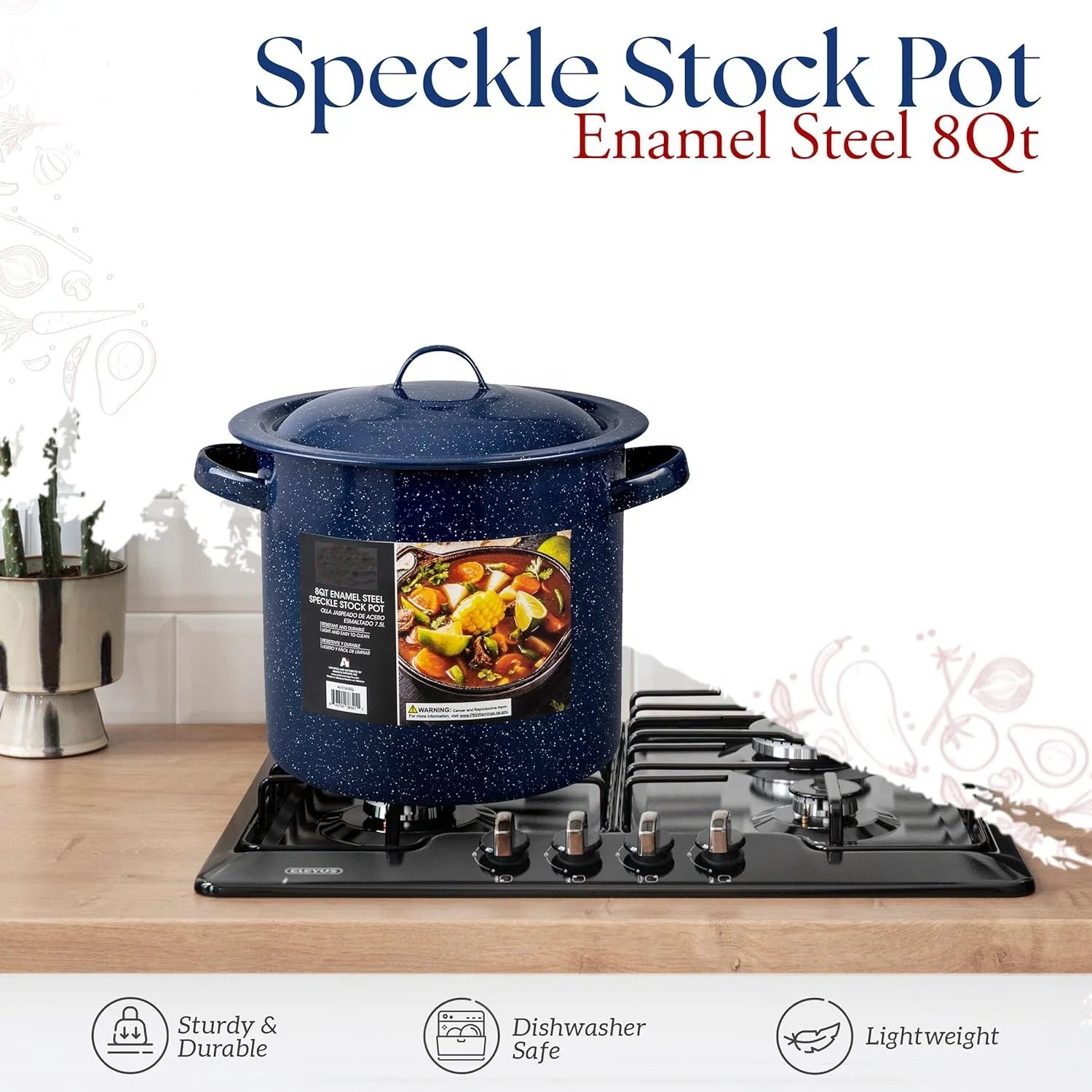 KITCHEN TRADITIONAL ENAMEL STEEL POT 7 QT