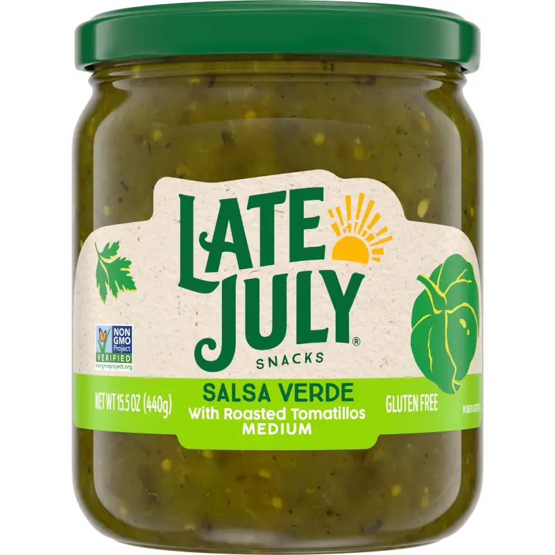 LATE JULY SALSA VERDE WITH ROASTED TOMATILLOS  15.