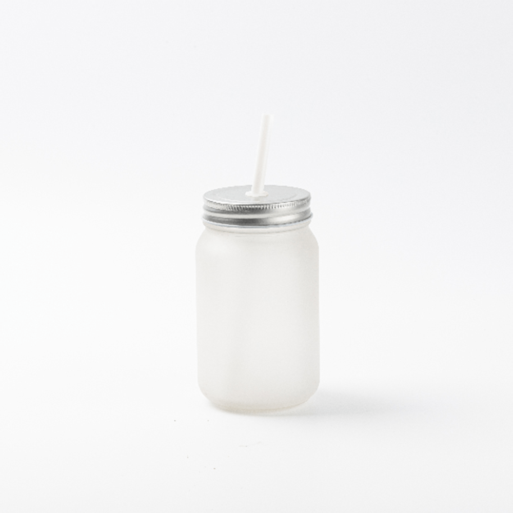 GLASS MASON JAR WITH STRAW 15OZ