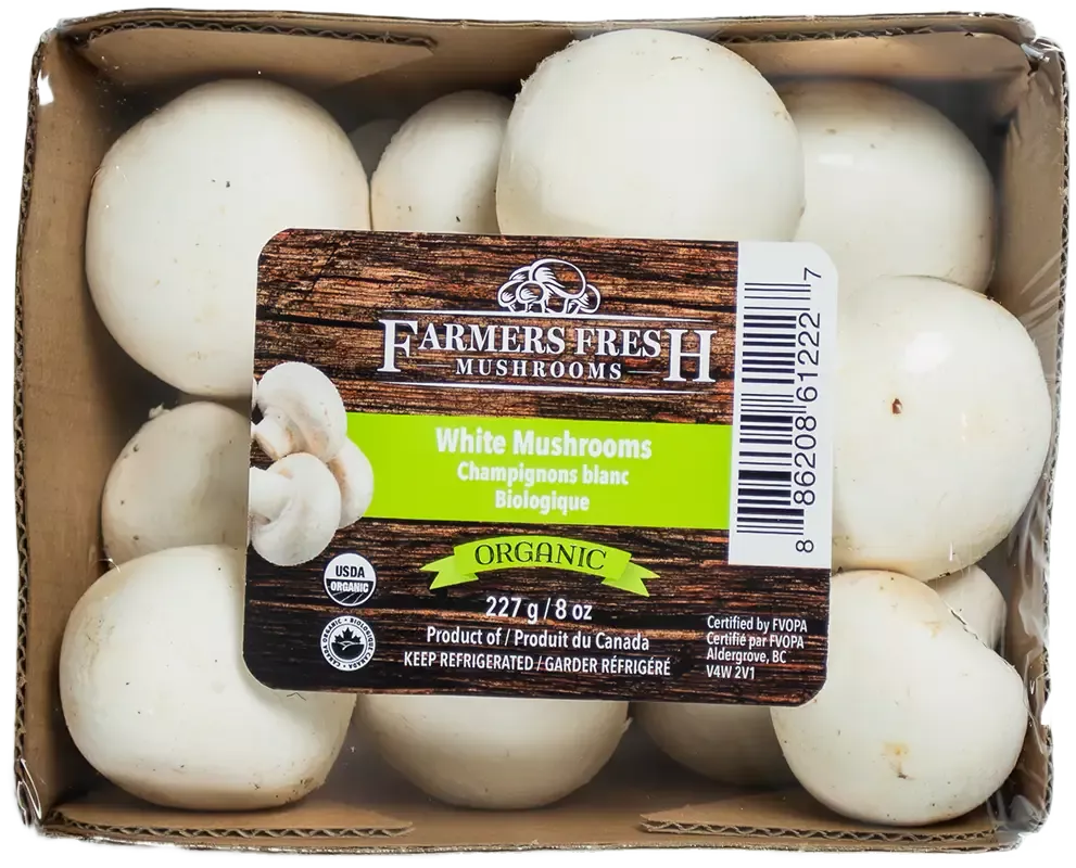 FARMERS FRESH WHOLE WHITE MUSHROOMS 8 OZ